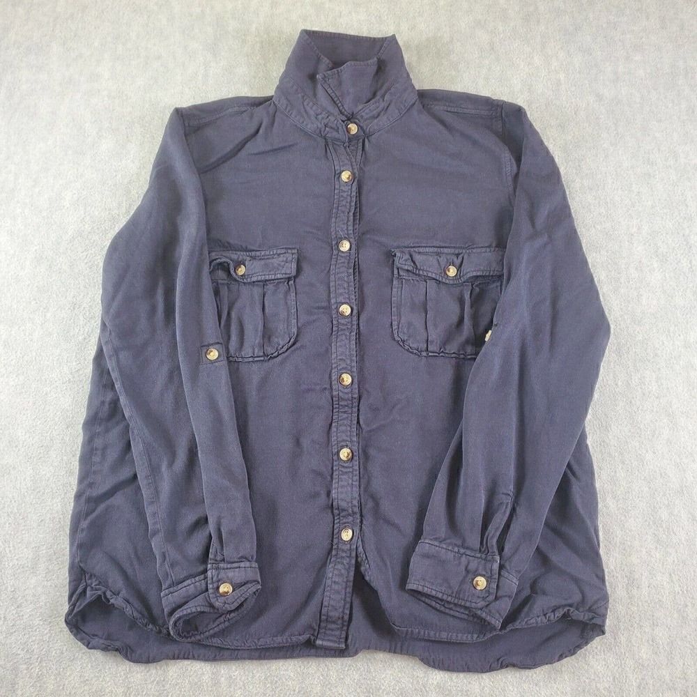 Harper Shirt Womens Large Blue Long Sleeve Flowy Relaxed Button Up Top